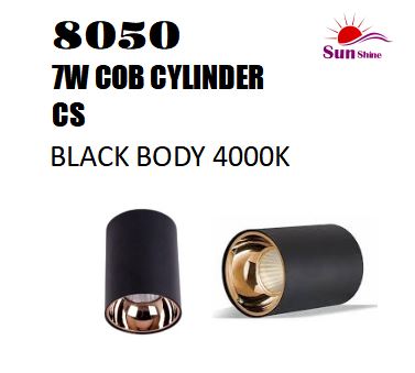 7W COB CYLINDER BK 4000K CS SUNSHINE